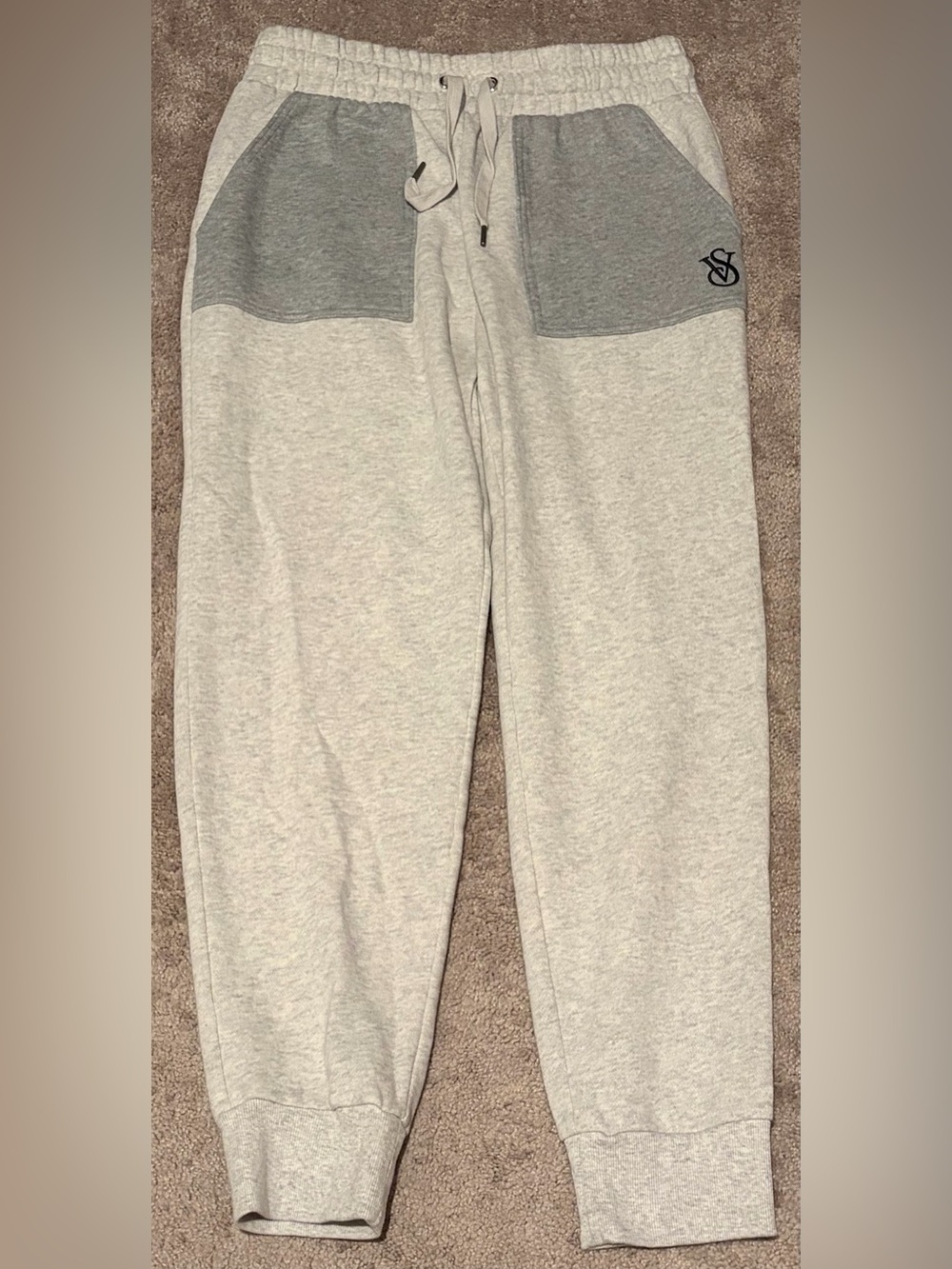 Victoria's Secret On Point Womens Gray Jogger Embroidered Sweatpants Size Medium